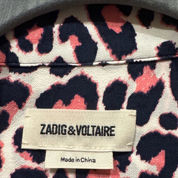 Zadig & Voltaire Pink and Black Animal Print Top - Picture 2 of 5
